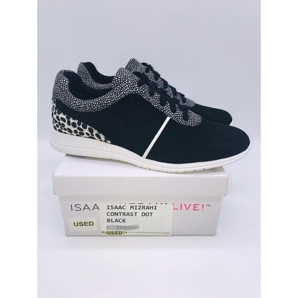 Isaac Mizrahi Women Contrast Dot Lace-Up Faux Suede Sneakers- BLACK. - Picture 1 of 9